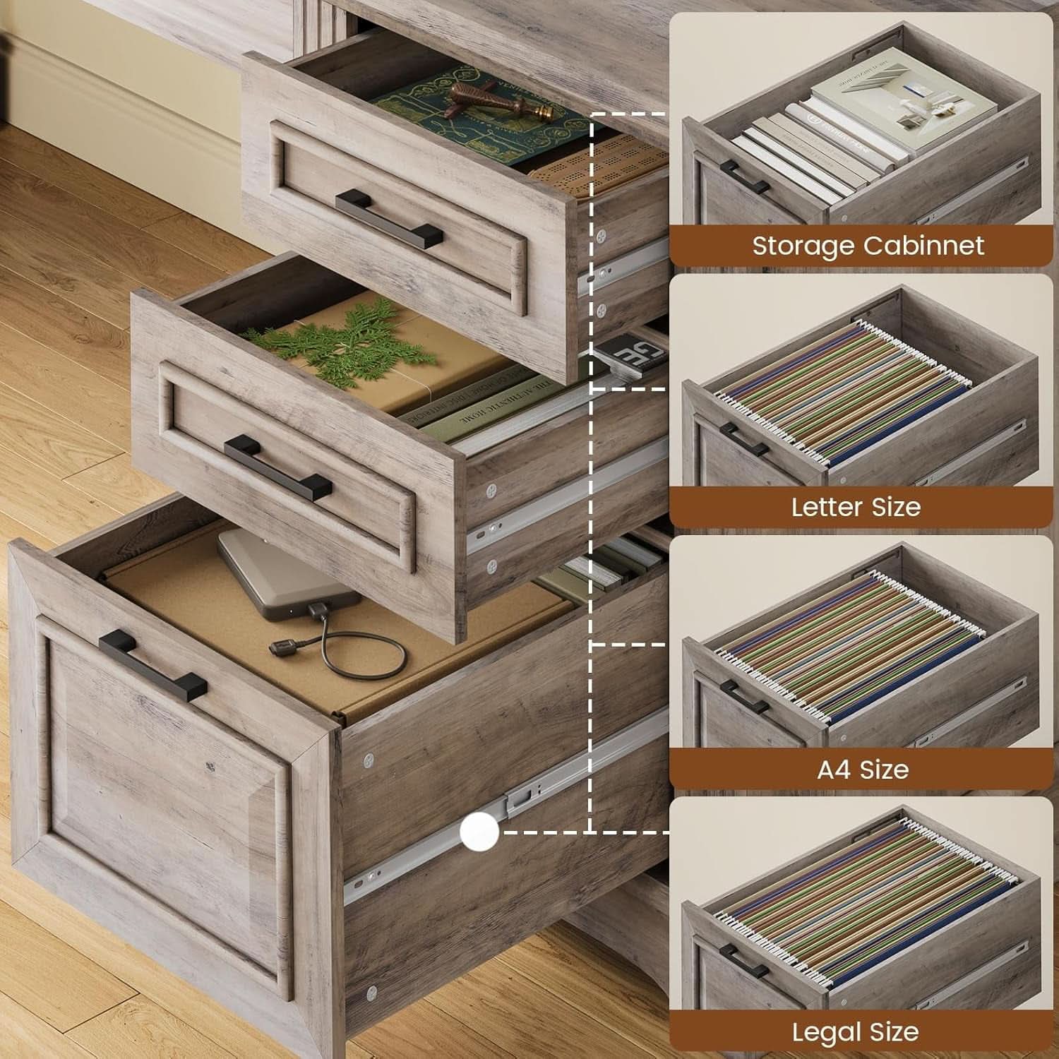 Grey L Shaped Desk With Power Outlet For Home Office
