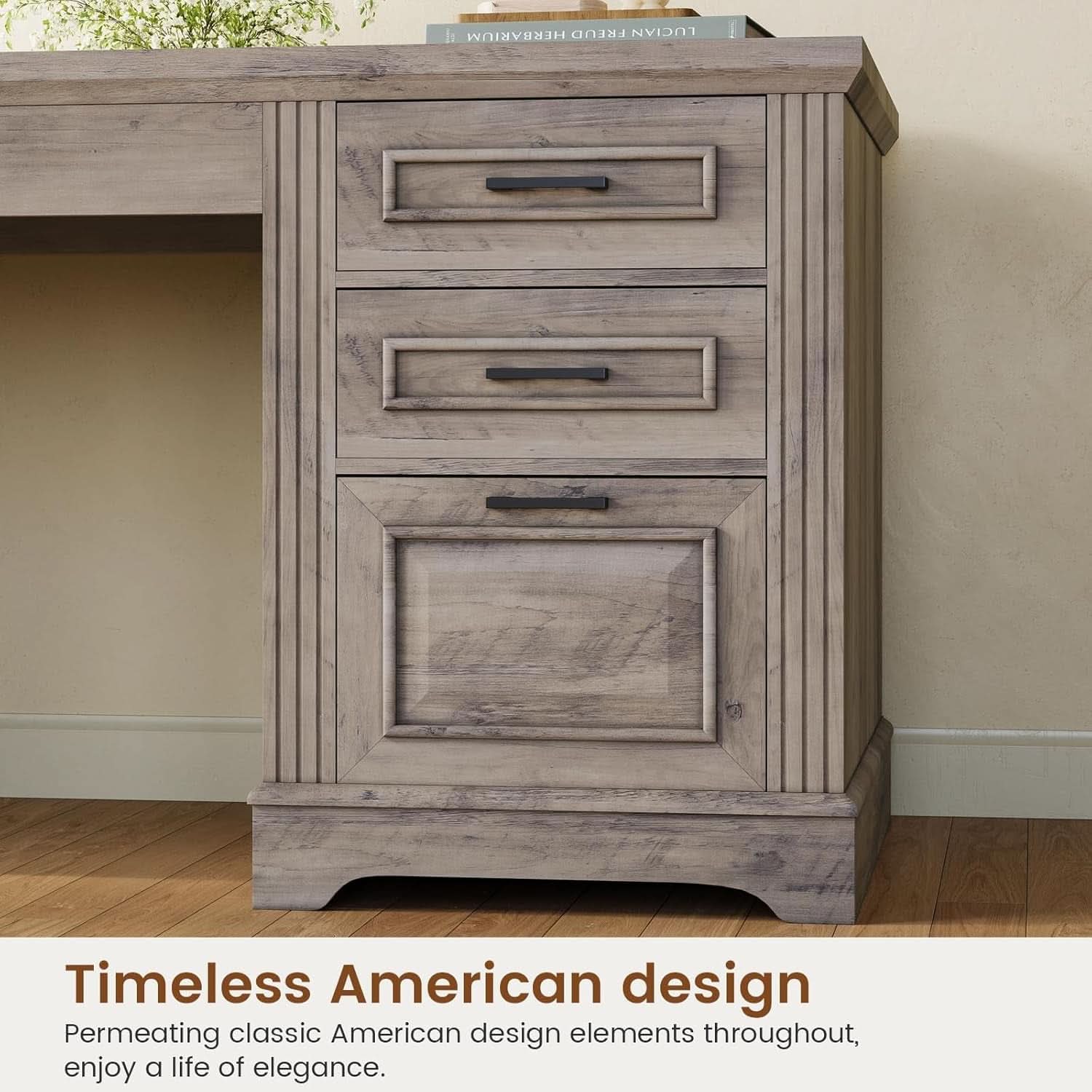 Grey L Shaped Desk With Power Outlet For Home Office