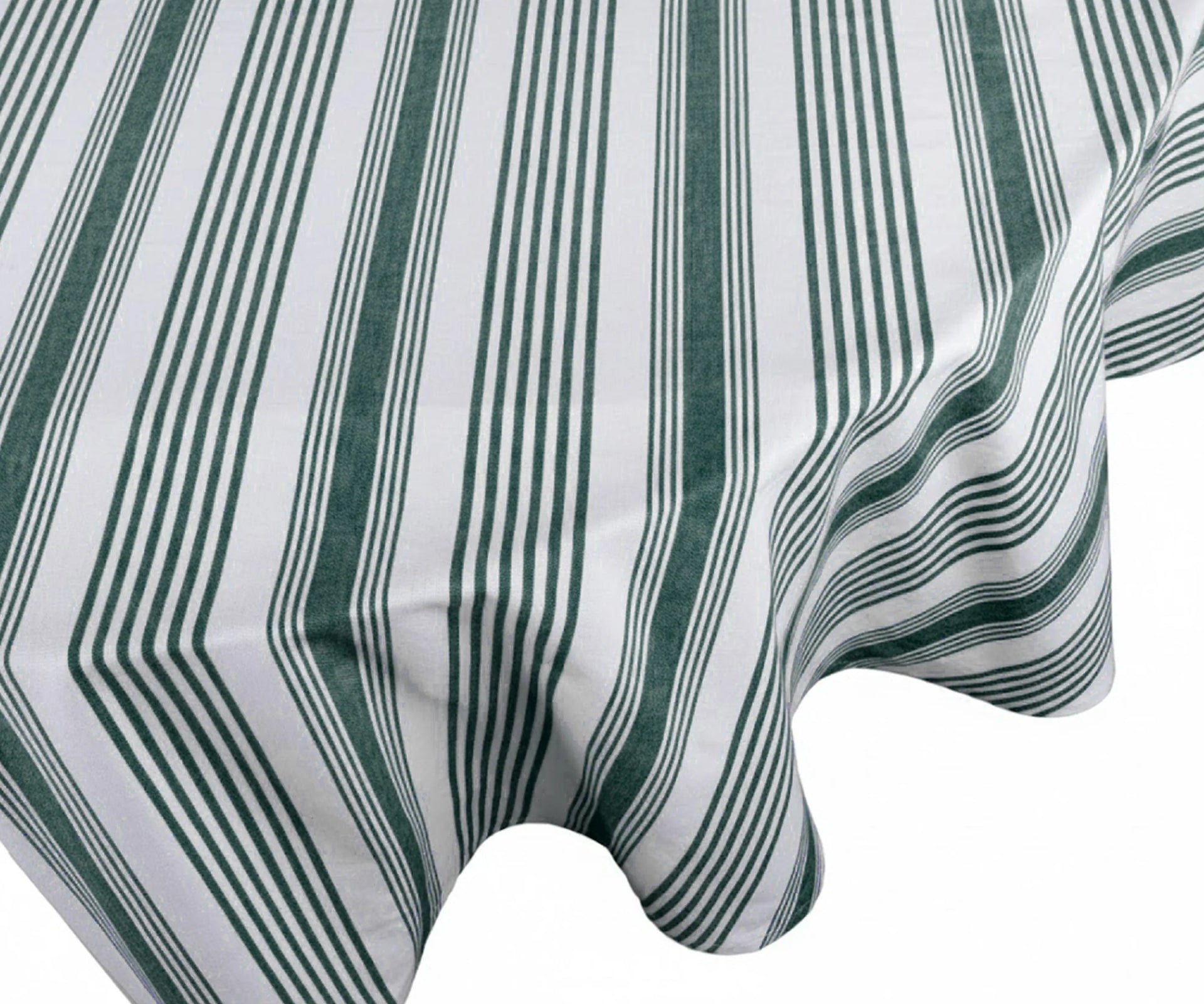 Green and White Round Tablecloth