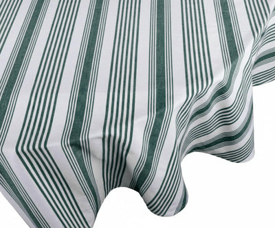 Green and White Round Tablecloth