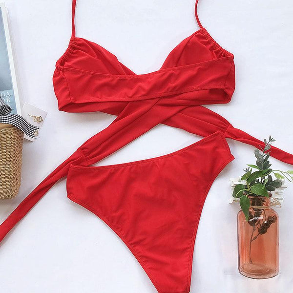 Fashion Bikini Set One Shoulder Women's Swimsuits High Waist Bright Color Swimwear Women Rings Ribbed Bikinis Women's Ribbed O-Ring String Bikini Swimsuit Comfortable Swimwear Two Pieces Bathing Suit