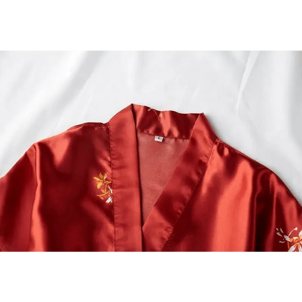 Fashion Blue Floral Bird Print Stylish Bathrobes Modern Comfortable Design Silk Soft Sleepwear For Women