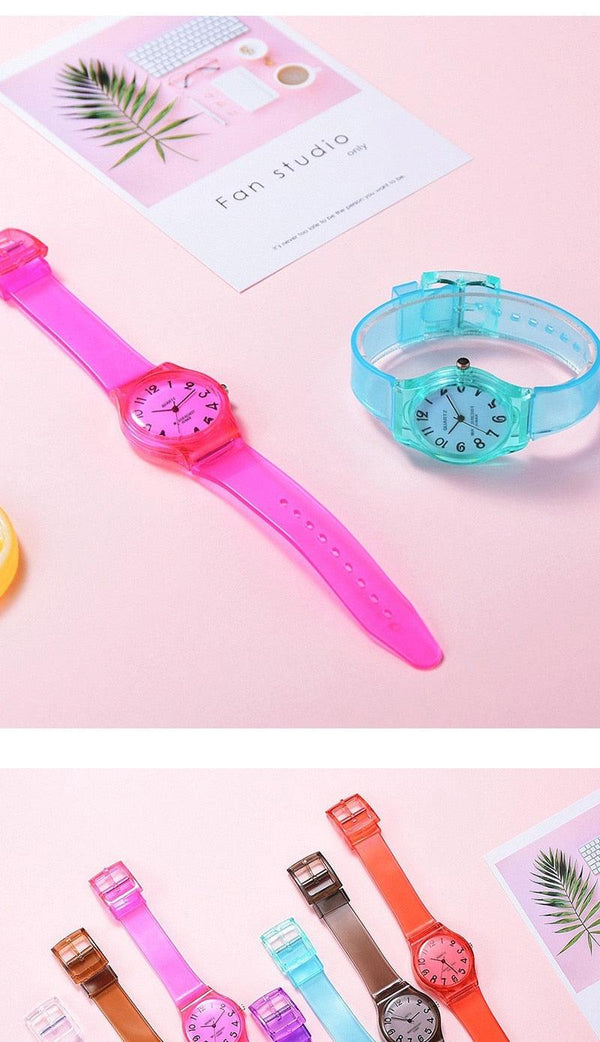 Fashion Casual Environmental Friendly Silicone Childrens Quartz Fashion Watches Retro Classic Analog Time Teacher Young Girls Teen Wrist Watch With Colorful Silicone Band For Valentine’s Day