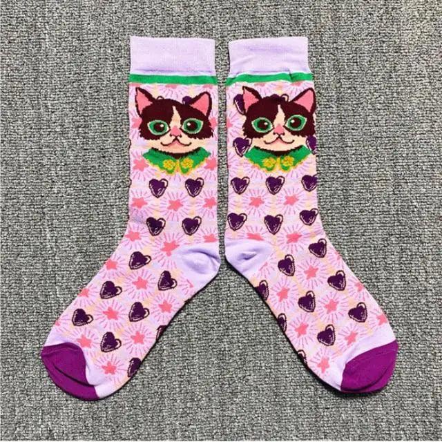 Fashion Colorful Print Socks Women Mushroom Spring Woman Socks Cotton Socks For Women Cotton Men's and Women's Printed Funky Socks - Unisex Mid Crew Length Breathable Pure Cotton Super Soft Quirky Prints Socks