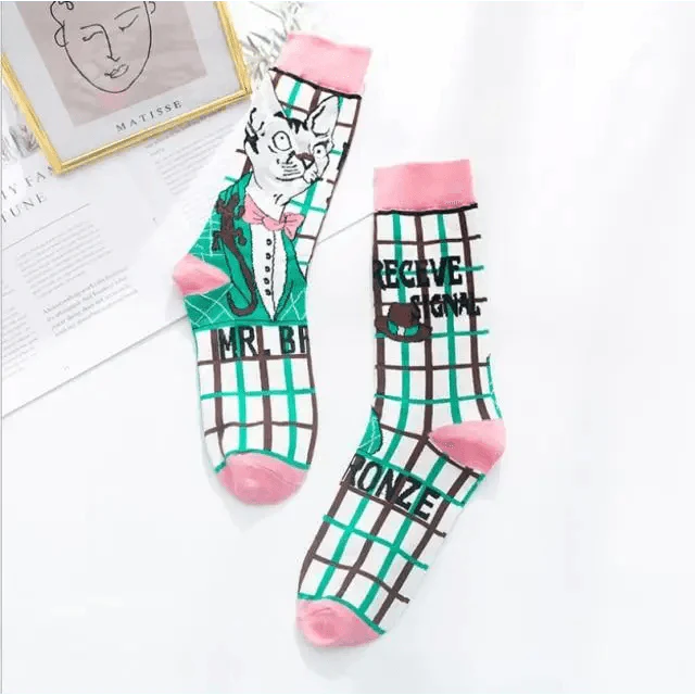 Fashion Colorful Print Socks Women Mushroom Spring Woman Socks Cotton Socks For Women Cotton Men's and Women's Printed Funky Socks - Unisex Mid Crew Length Breathable Pure Cotton Super Soft Quirky Prints Socks