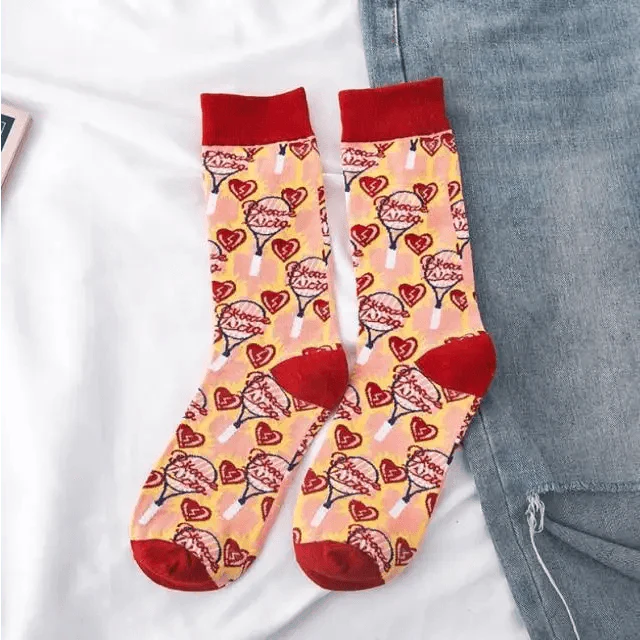 Fashion Colorful Print Socks Women Mushroom Spring Woman Socks Cotton Socks For Women Cotton Men's and Women's Printed Funky Socks - Unisex Mid Crew Length Breathable Pure Cotton Super Soft Quirky Prints Socks