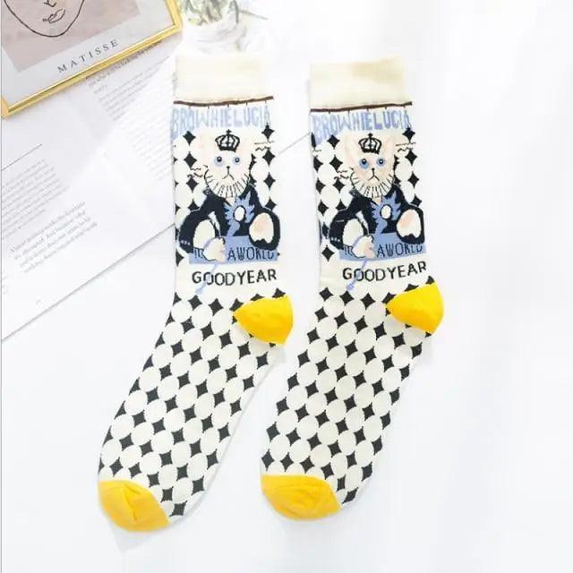 Fashion Colorful Print Socks Women Mushroom Spring Woman Socks Cotton Socks For Women Cotton Men's and Women's Printed Funky Socks - Unisex Mid Crew Length Breathable Pure Cotton Super Soft Quirky Prints Socks