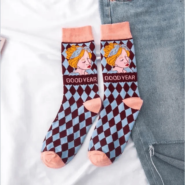 Fashion Colorful Print Socks Women Mushroom Spring Woman Socks Cotton Socks For Women Cotton Men's and Women's Printed Funky Socks - Unisex Mid Crew Length Breathable Pure Cotton Super Soft Quirky Prints Socks
