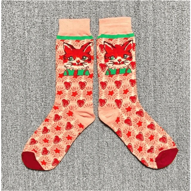 Fashion Colorful Print Socks Women Mushroom Spring Woman Socks Cotton Socks For Women Cotton Men's and Women's Printed Funky Socks - Unisex Mid Crew Length Breathable Pure Cotton Super Soft Quirky Prints Socks