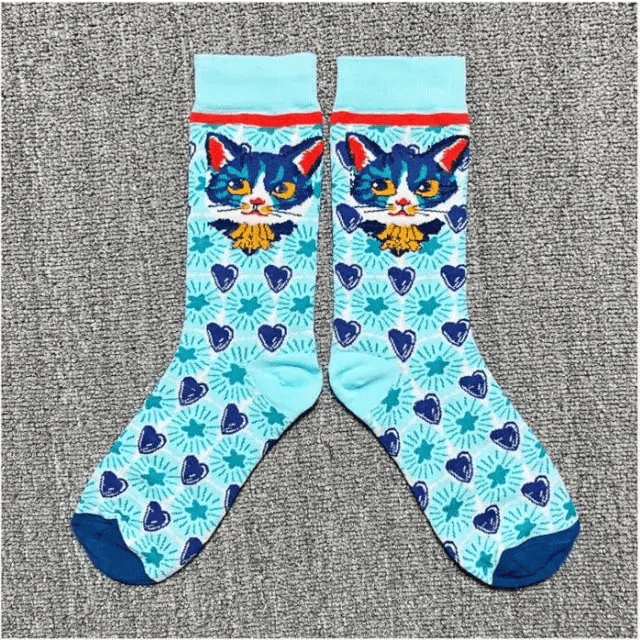 Fashion Colorful Print Socks Women Mushroom Spring Woman Socks Cotton Socks For Women Cotton Men's and Women's Printed Funky Socks - Unisex Mid Crew Length Breathable Pure Cotton Super Soft Quirky Prints Socks