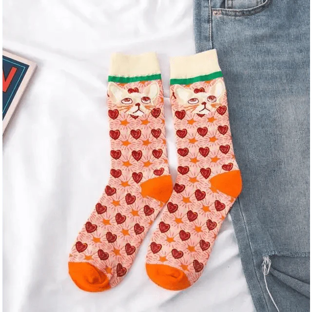 Fashion Colorful Print Socks Women Mushroom Spring Woman Socks Cotton Socks For Women Cotton Men's and Women's Printed Funky Socks - Unisex Mid Crew Length Breathable Pure Cotton Super Soft Quirky Prints Socks