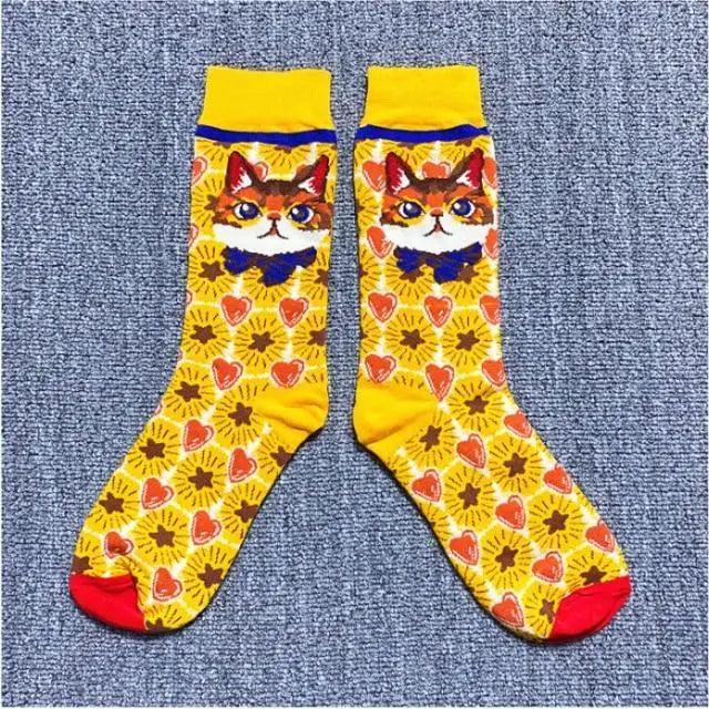 Fashion Colorful Print Socks Women Mushroom Spring Woman Socks Cotton Socks For Women Cotton Men's and Women's Printed Funky Socks - Unisex Mid Crew Length Breathable Pure Cotton Super Soft Quirky Prints Socks