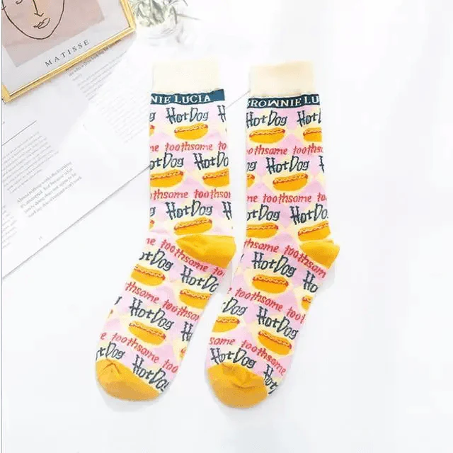 Fashion Colorful Print Socks Women Mushroom Spring Woman Socks Cotton Socks For Women Cotton Men's and Women's Printed Funky Socks - Unisex Mid Crew Length Breathable Pure Cotton Super Soft Quirky Prints Socks