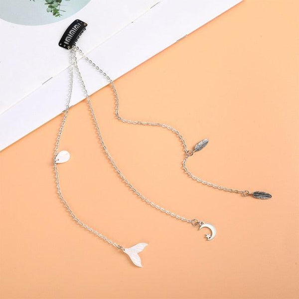 Fashion Elegant Women Lady Rhinestone Shell Crystal Tassel Long Chain Beads Dangle Hairpin Side Clip Gorgeous Hair Accessories For Women