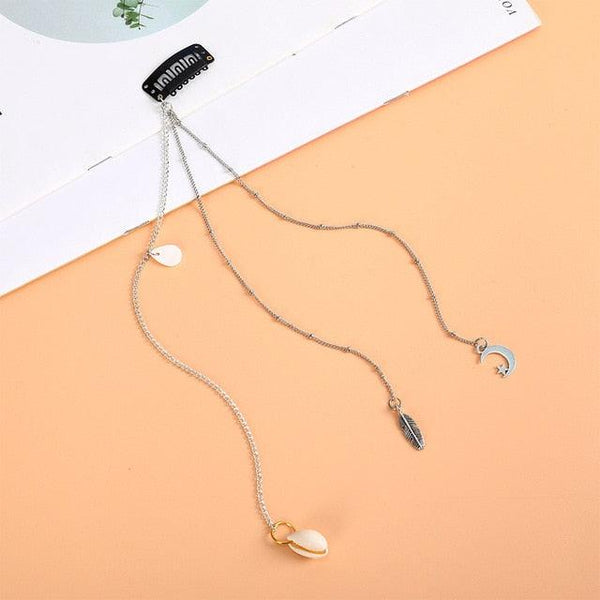 Fashion Elegant Women Lady Rhinestone Shell Crystal Tassel Long Chain Beads Dangle Hairpin Side Clip Gorgeous Hair Accessories For Women