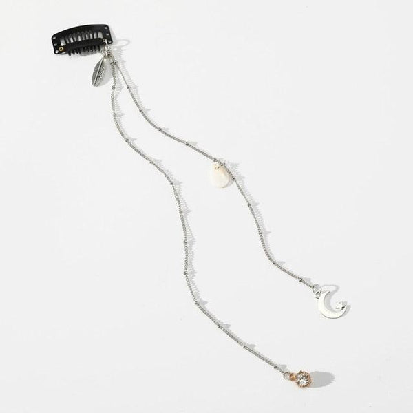 Fashion Elegant Women Lady Rhinestone Shell Crystal Tassel Long Chain Beads Dangle Hairpin Side Clip Gorgeous Hair Accessories For Women