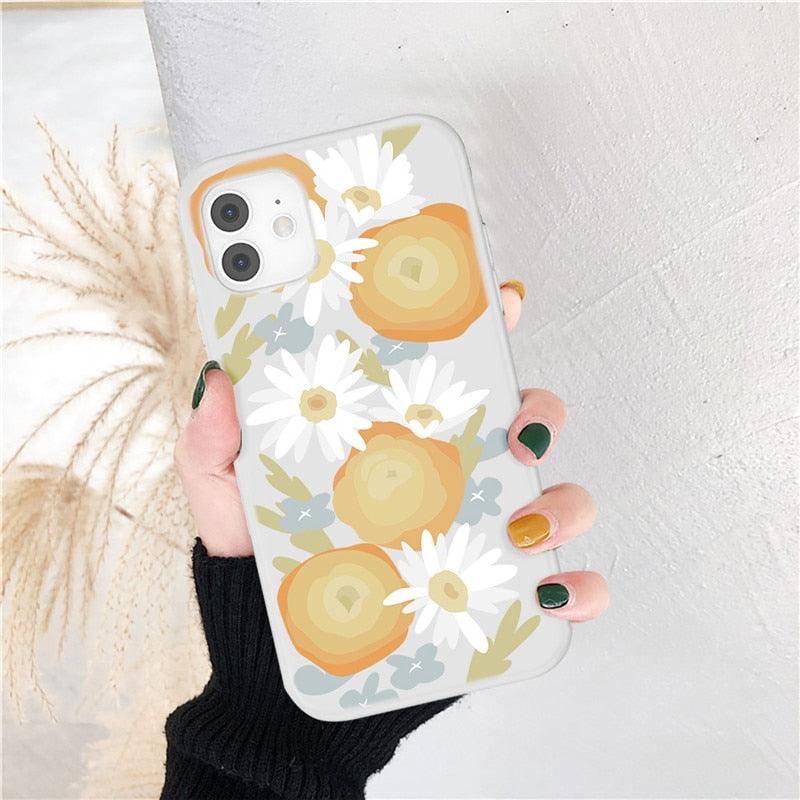 Fashion Flower Phone Case For Iphone 7 8 Plus  Iphone Xr X Xs Silicone Ultra Thin Shockproof Mobile Phone Case With Fashion Pattern Cover Stylish Beautiful Flower Pattern Colored iphone Case
