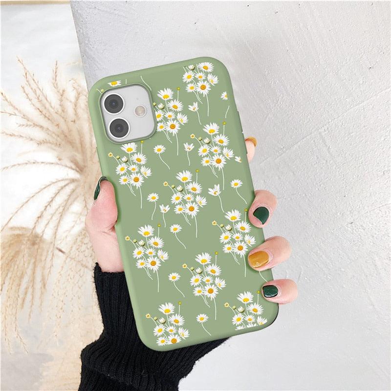 Fashion Flower Phone Case For Iphone 7 8 Plus  Iphone Xr X Xs Silicone Ultra Thin Shockproof Mobile Phone Case With Fashion Pattern Cover Stylish Beautiful Flower Pattern Colored iphone Case
