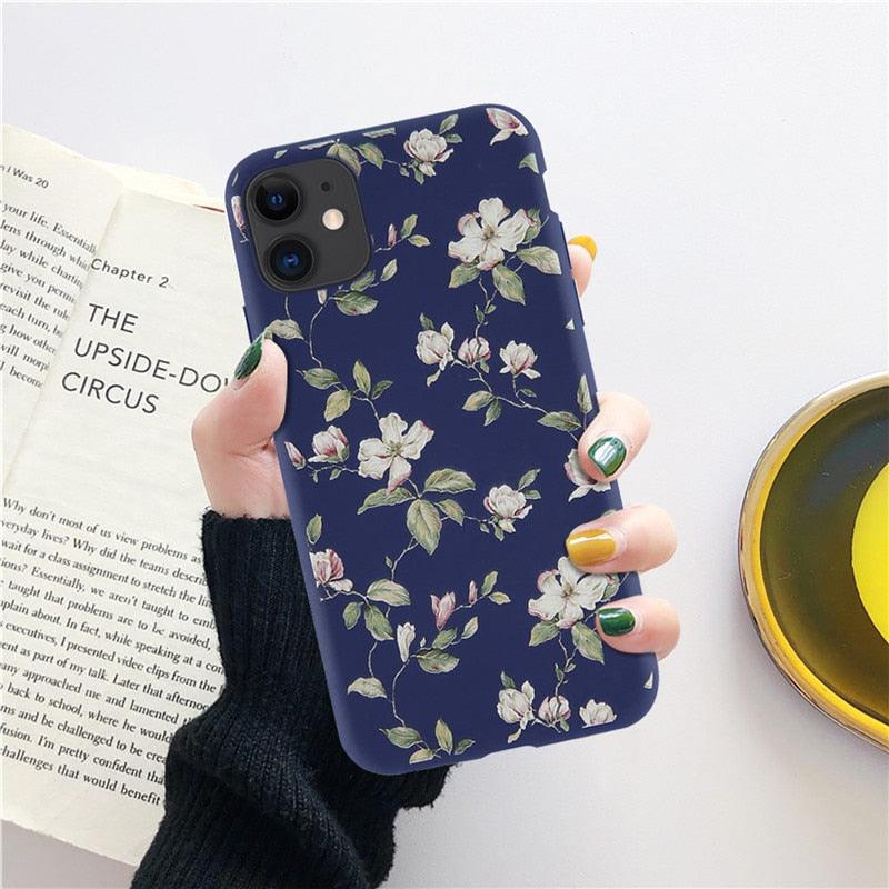 Fashion Flower Phone Case For Iphone 7 8 Plus  Iphone Xr X Xs Silicone Ultra Thin Shockproof Mobile Phone Case With Fashion Pattern Cover Stylish Beautiful Flower Pattern Colored iphone Case