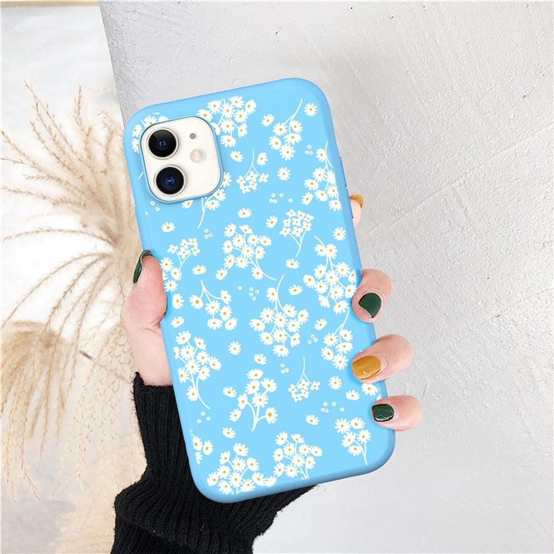 Fashion Flower Phone Case For Iphone 7 8 Plus  Iphone Xr X Xs Silicone Ultra Thin Shockproof Mobile Phone Case With Fashion Pattern Cover Stylish Beautiful Flower Pattern Colored iphone Case
