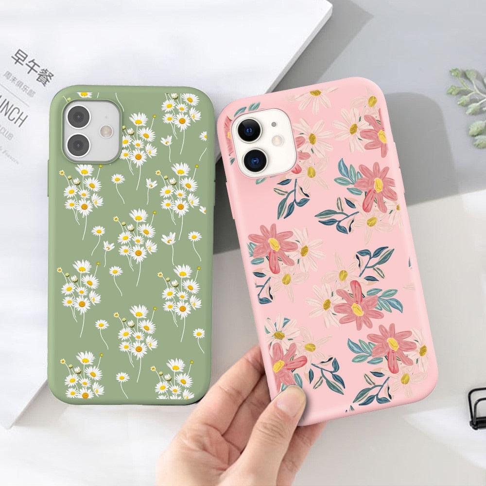 Fashion Flower Phone Case For Iphone 7 8 Plus  Iphone Xr X Xs Silicone Ultra Thin Shockproof Mobile Phone Case With Fashion Pattern Cover Stylish Beautiful Flower Pattern Colored iphone Case