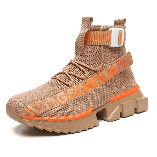 Fashion Flying Woven Sock Mens High Top Sneakers Men Non-slip Shoes Casual Shoes Running Modern Shoes Non Slip Athletic Tennis Walking Type Sneakers Hip Hop Style