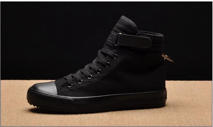Fashion New Mens Light Breathable Canvas Casual Black White  High Top Solid Color Sneakers Shoes Vulcanized Mens Sports Walking Jogging Non Slip Athletic Sneakers