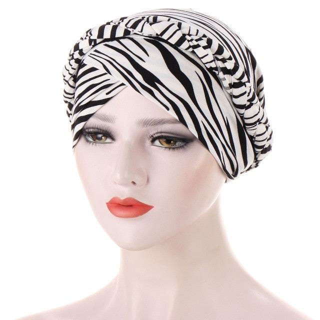 Fashion Soft Cotton Print Braid Turban Lightweight Muslim Turbans Head For Women Women's Hijabs Caps Hat Lightweight Inner Hijab Caps Elegant Arab Wrap Head Scarves Turban Scarf For Women