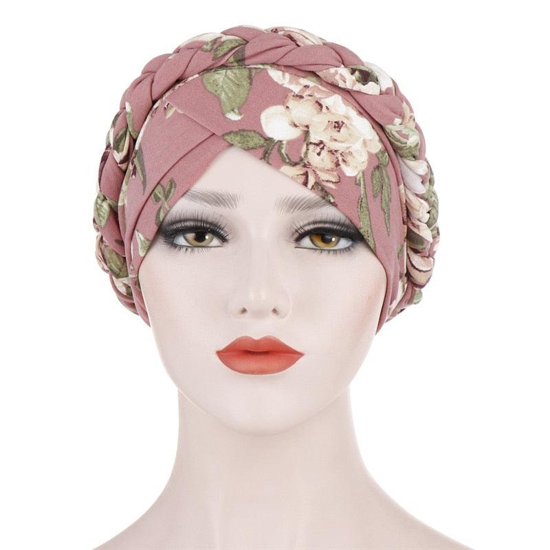 Fashion Soft Cotton Print Braid Turban Lightweight Muslim Turbans Head For Women Women's Hijabs Caps Hat Lightweight Inner Hijab Caps Elegant Arab Wrap Head Scarves Turban Scarf For Women