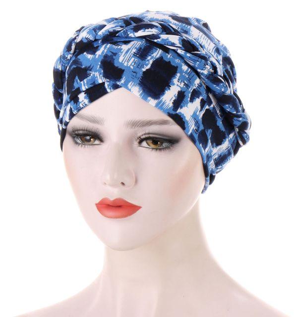 Fashion Soft Cotton Print Braid Turban Lightweight Muslim Turbans Head For Women Women's Hijabs Caps Hat Lightweight Inner Hijab Caps Elegant Arab Wrap Head Scarves Turban Scarf For Women