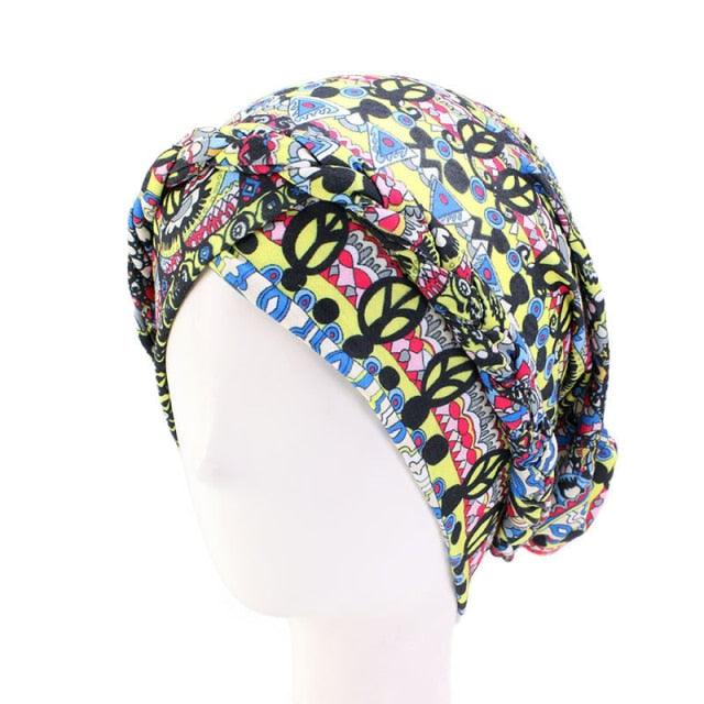 Fashion Soft Cotton Print Braid Turban Lightweight Muslim Turbans Head For Women Women's Hijabs Caps Hat Lightweight Inner Hijab Caps Elegant Arab Wrap Head Scarves Turban Scarf For Women