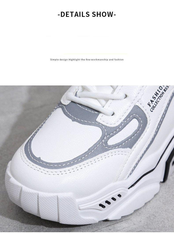 Fashion Spring Reflective Women Sneakers Lace Up Chunky Sneakers Mixed Color Women's Lightweight Casual Everyday Walking Fashion Chunky Sneakers