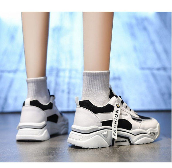 Fashion Spring Reflective Women Sneakers Lace Up Chunky Sneakers Mixed Color Women's Lightweight Casual Everyday Walking Fashion Chunky Sneakers
