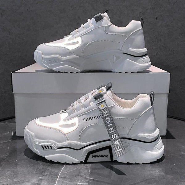 Fashion Spring Reflective Women Sneakers Lace Up Chunky Sneakers Mixed Color Women's Lightweight Casual Everyday Walking Fashion Chunky Sneakers