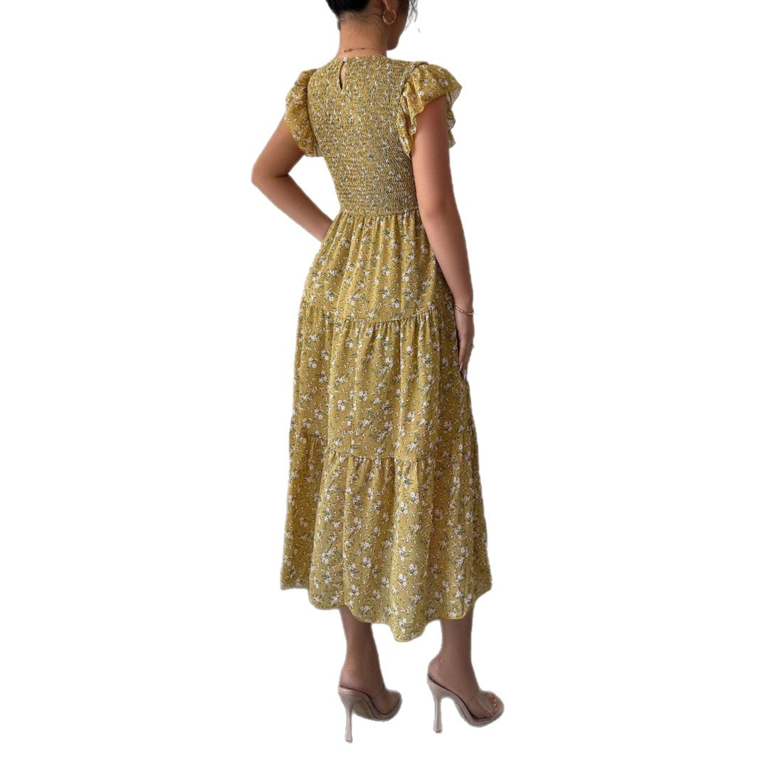 Fashion style floral slim fit dress for women