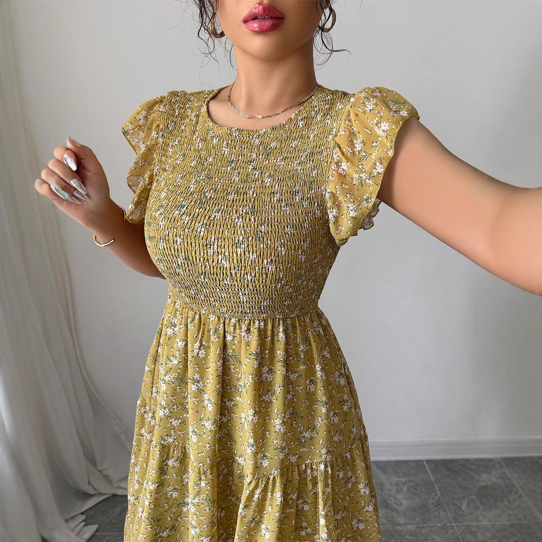 Fashion style floral slim fit dress for women