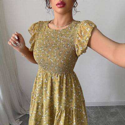 Fashion style floral slim fit dress for women