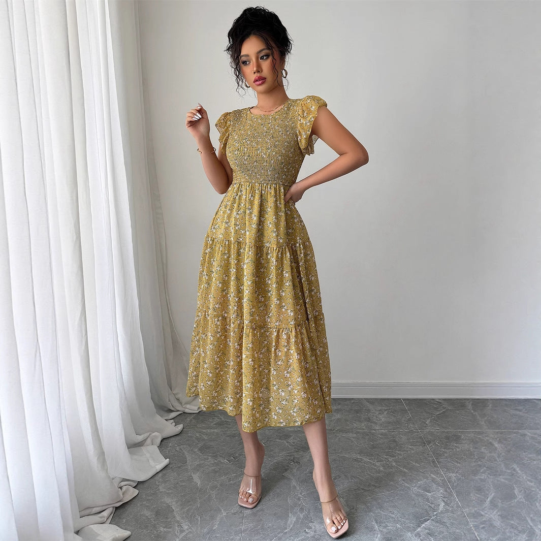 Fashion style floral slim fit dress for women