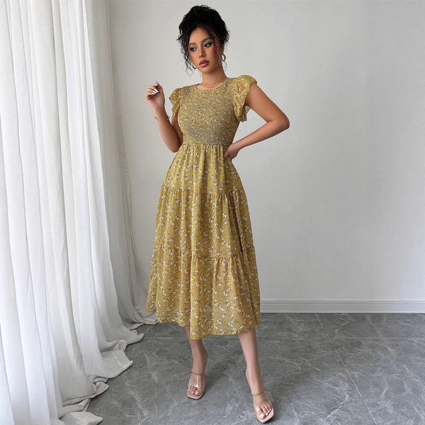 Fashion style floral slim fit dress for women