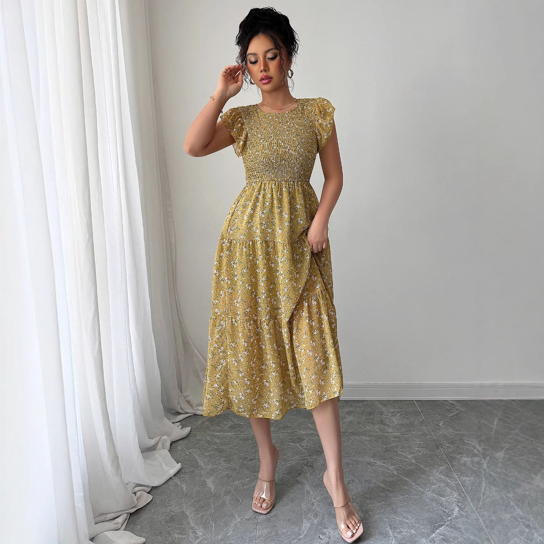 Fashion style floral slim fit dress for women