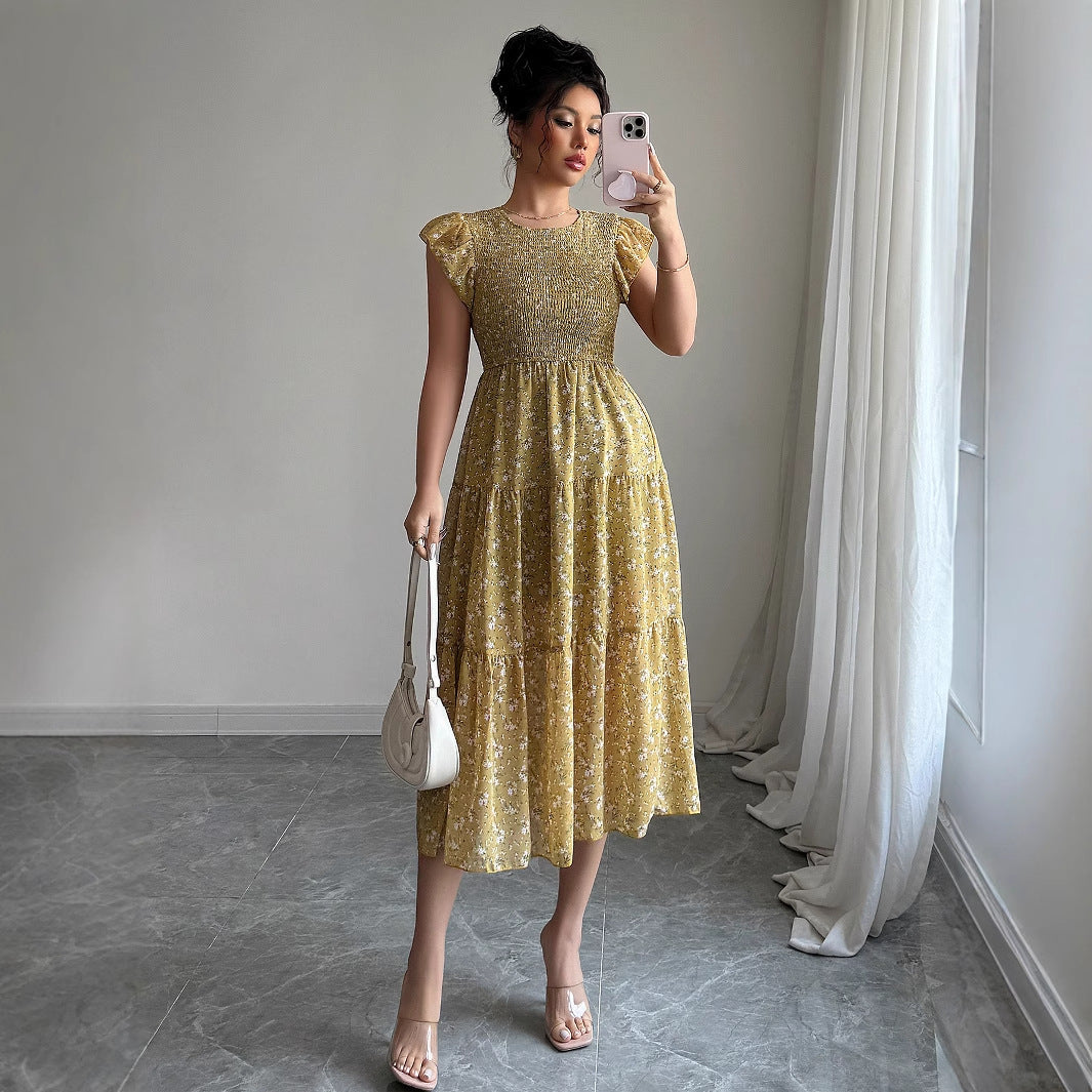 Fashion style floral slim fit dress for women