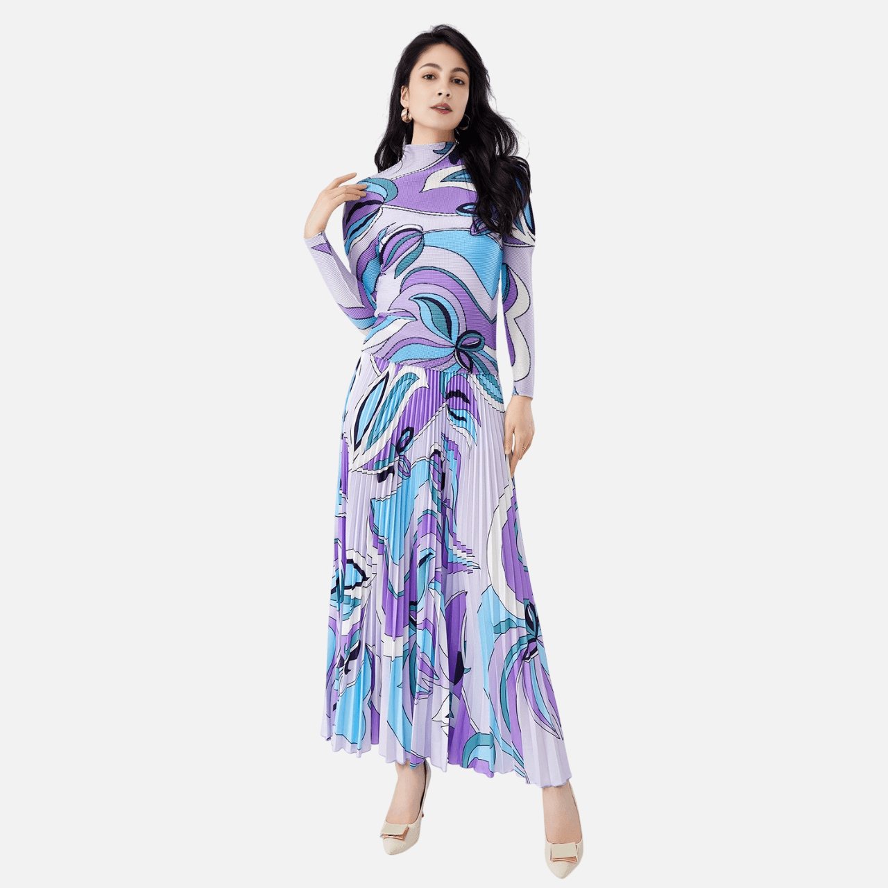 Fashion suit women's pleated two-piece set