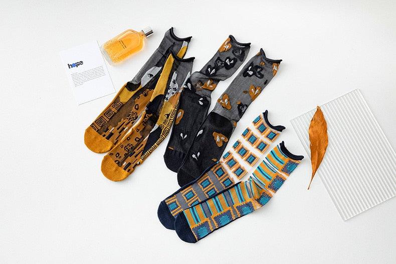 Fashion Women Socks New Spring Summer Mesh Thin Long Printed Socks Women Casual Breathable Fresh Flower Socks Korea Style Color Thin Socks For Women