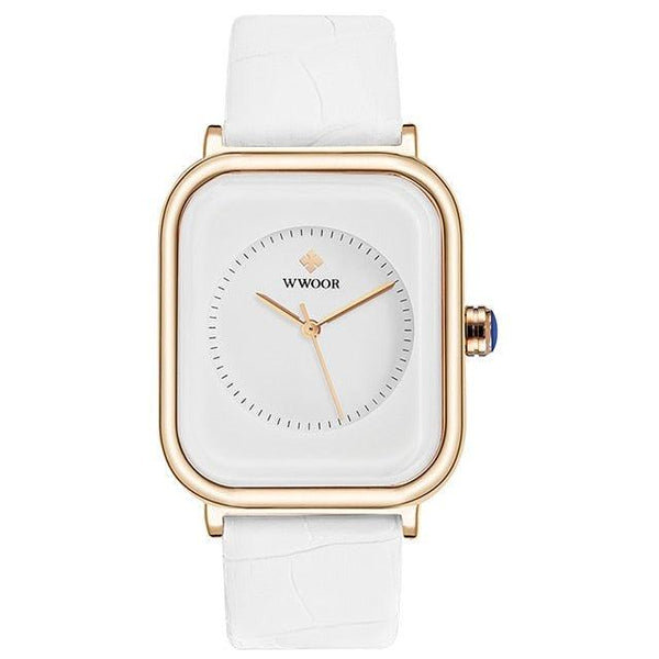 Fashion Women Watches White Leather Minimalist Rectangle Ladies Quartz Dress Wristwatch Fashion Leather Wrist Watch Rectangle Elegant Simple Dial Analog Quartz Dress Watch
