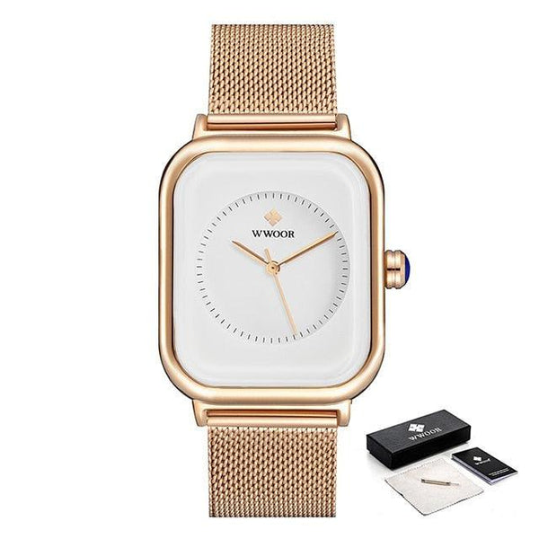Fashion Women Watches White Leather Minimalist Rectangle Ladies Quartz Dress Wristwatch Fashion Leather Wrist Watch Rectangle Elegant Simple Dial Analog Quartz Dress Watch