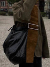 Fashionable and versatile contrasting color dark wide shoulder strap niche design single shoulder crossbody bag trendy