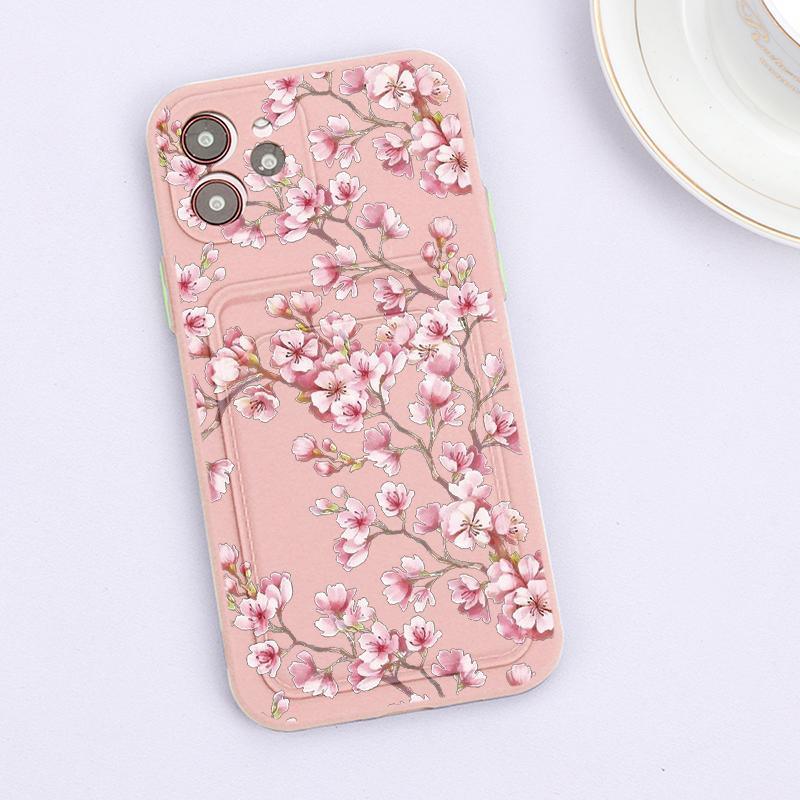 Fashionable Anti-Scratch Soft Lining Protective Case For iPhone Cases Card Holder Cute Flower Heart Phone Case For iPhone 12 13 Mini Pro Beautiful Design  Soft Iphone Case