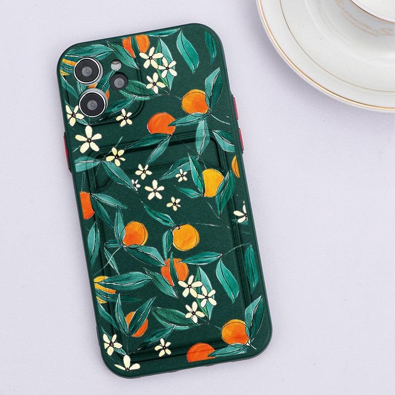Fashionable Anti-Scratch Soft Lining Protective Case For iPhone Cases Card Holder Cute Flower Heart Phone Case For iPhone 12 13 Mini Pro Beautiful Design  Soft Iphone Case