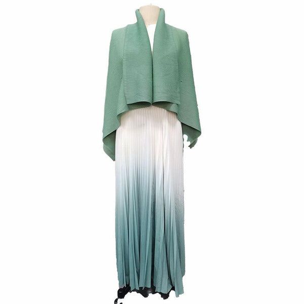 Fashionable casual style set cape shawl style lace up top+pleated skirt