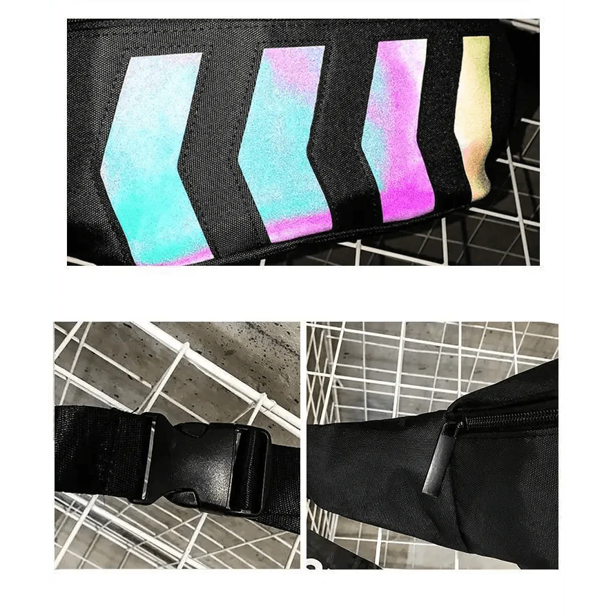Fashionable Flash Reflective Chest Bag Iridescent Belt  Bum Bag For Travel Festival Sports Unisex Waist Bags